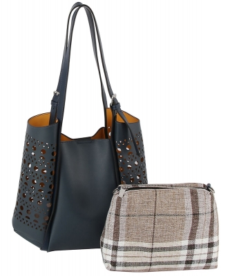 Laser Cut 2-in-1 Satchel LH128 NAVY